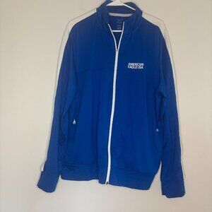 AMERICAN EAGLE ACTIVE Full Zip Men's XL Royal White Stretch Pockets Long Sleeve